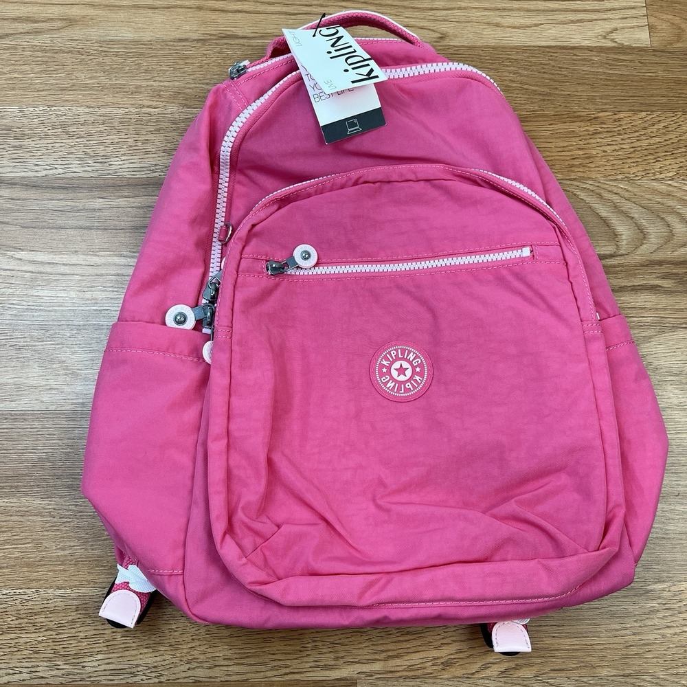 Kipling Seoul‎ 15" Laptop Backpack Happy Pink New but Missing Keychain